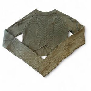Garage Olive Green Ribbed Crop Top